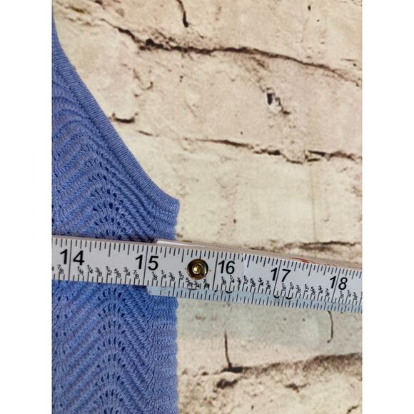 Burgess Top Women Large Silk Blend Baby Blue Open Knit Beachy Coquette Soft Girl - Picture 6 of 11